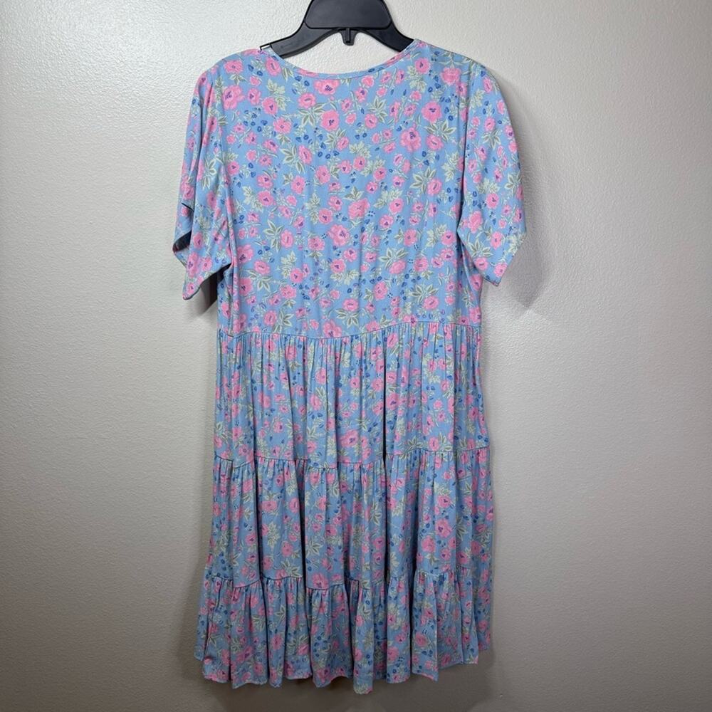 NEW OLIVACEOUS Short Sleeve Floral Printed Ruffle Boho Dress Women’s Medium - Picture 4 of 5
